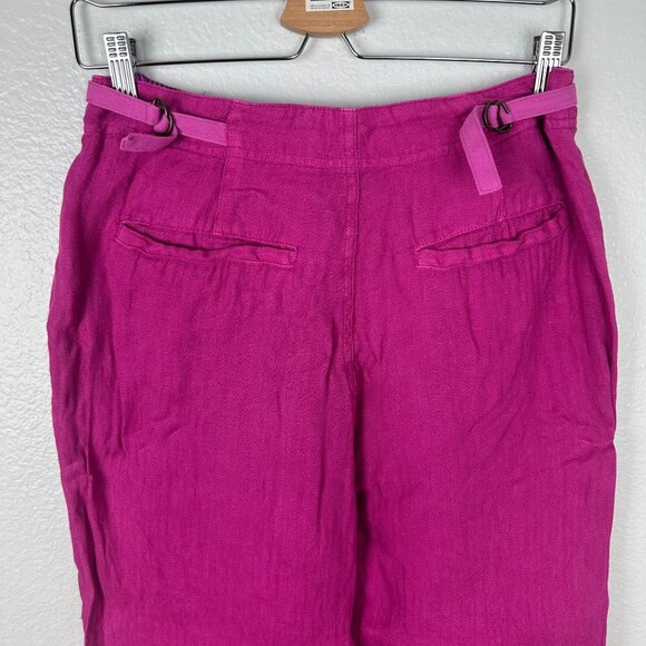 Sundance Oaklee Easy Linen Pants 6 Fuchsia Pink High Rise Straight Leg - Picture 9 of 10